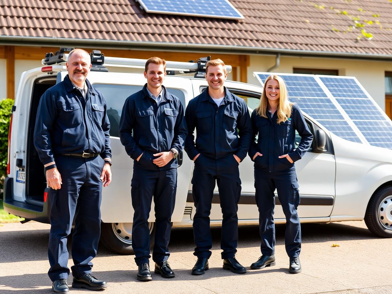 Team der SuperSolar GmbH vor dem Firmenfahrzeug